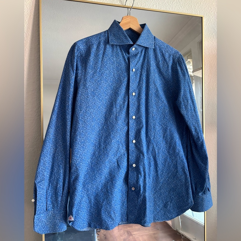Isaia blue button-down shirt